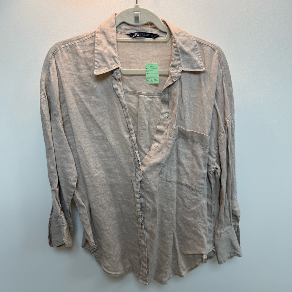 Zara Light Beige Linen Shirt